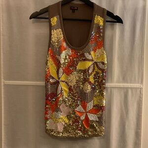 Colorful Sequin Floral Tank Top